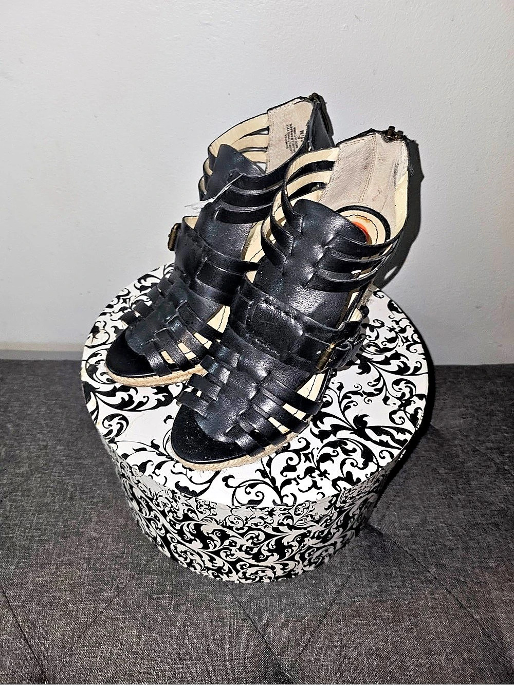 Franco Sarto Black Wedge Sandals NEW never worn